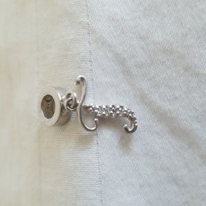 Sterling Silver Initial T CZ Bracelet Charm